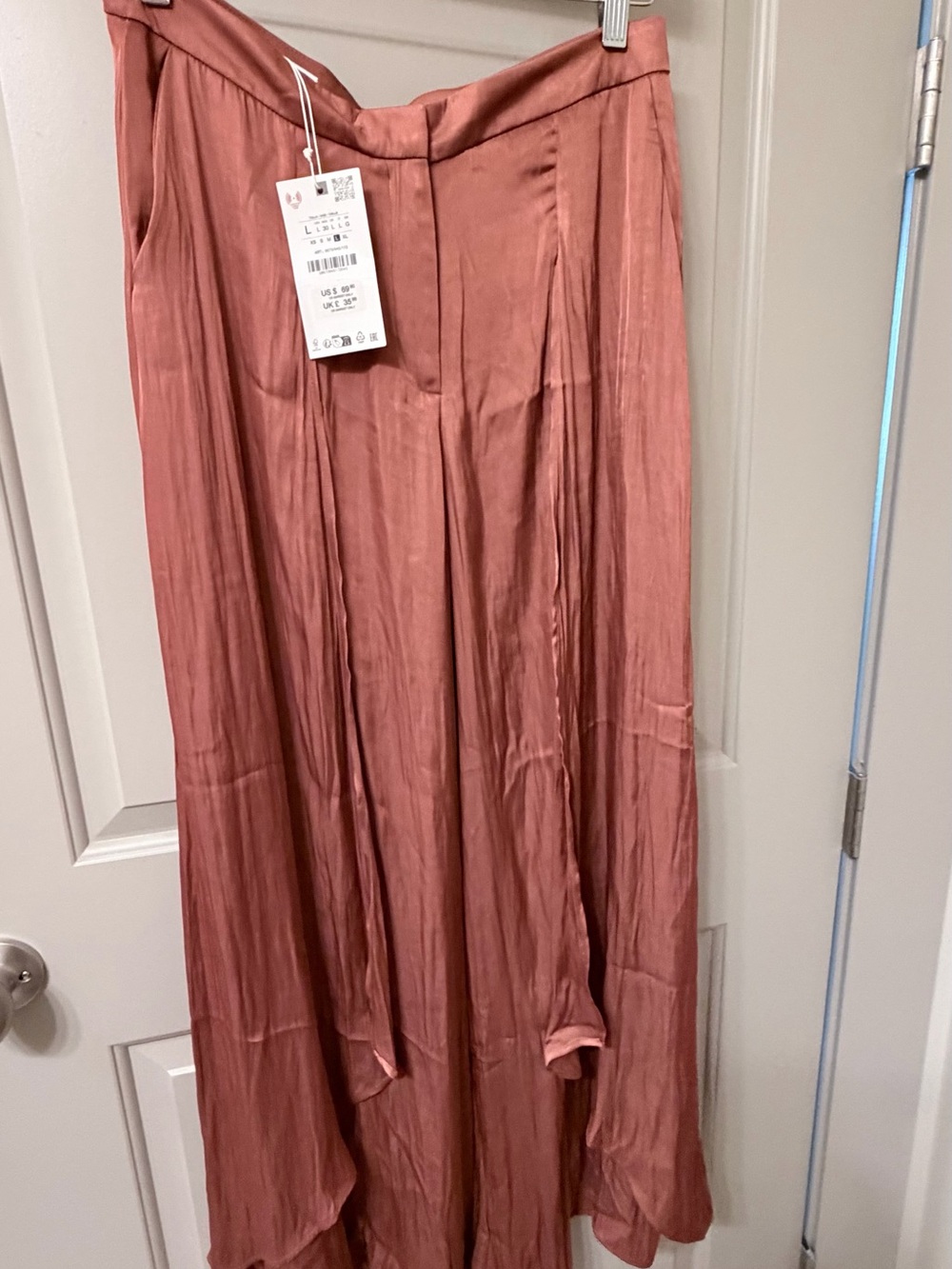 Zara Satin Maxi Skirt in Dusty Rose